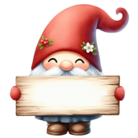 AI generated christmas gnome holding a sign png