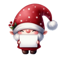 AI generated christmas gnome holding a sign png