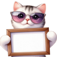 AI generated a cartoon cat holding a blank frame png