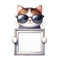 AI generated a cartoon cat holding a blank frame png