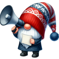 AI generated a cartoon gnome holding a megaphone png