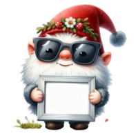 AI generated gnome with sunglasses holding a frame png