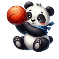 AI generated panda bear playing basketball png