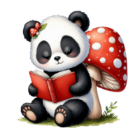 ai genererad panda läsning en bok png