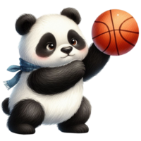 AI generated panda bear playing basketball png