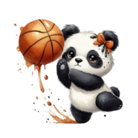 AI generated panda bear playing basketball png