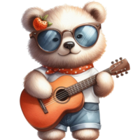 ai gegenereerd schattig beer spelen gitaar png