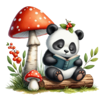 AI generated Panda reading a book png