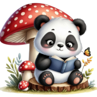 ai generiert Panda lesen ein Buch png