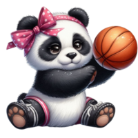 AI generated panda bear playing basketball png