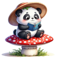 ai généré Panda en train de lire une livre png