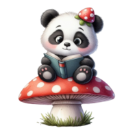 ai généré Panda en train de lire une livre png