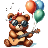 ai généré mignonne ours en jouant guitare png