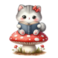 AI generated cat reading a book png