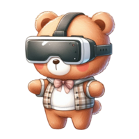 AI generated a cartoon bear wearing virtual reality glasses png