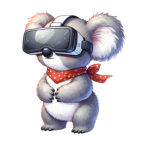 AI generated a cartoon koala wearing virtual reality glasses png