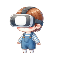 AI generated cartoon boy wearing virtual reality glasses png