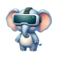 AI generated cartoon elephant wearing virtual reality glasses png