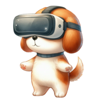 AI generated a cartoon dog wearing virtual reality glasses png