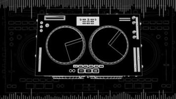 dj muziek- partij logo met een cassette plakband video