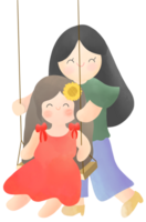 mom and daughter on swing png