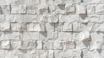 AI generated a highly detailed wall constructed from white bricks, enhanced by post-processing techniques to accentuate texture and depth, creating a captivating visual narrative. SEAMLESS PATTERN. photo