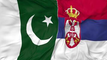 Pakistan and Serbia Flags Together Seamless Looping Background, Looped Bump Texture Cloth Waving Slow Motion, 3D Rendering video