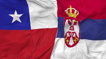Chile and Serbia Flags Together Seamless Looping Background, Looped Bump Texture Cloth Waving Slow Motion, 3D Rendering video