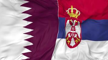 Qatar and Serbia Flags Together Seamless Looping Background, Looped Bump Texture Cloth Waving Slow Motion, 3D Rendering video