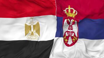 Egypt and Serbia Flags Together Seamless Looping Background, Looped Bump Texture Cloth Waving Slow Motion, 3D Rendering video