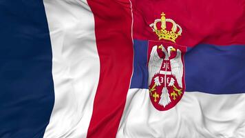 France and Serbia Flags Together Seamless Looping Background, Looped Bump Texture Cloth Waving Slow Motion, 3D Rendering video
