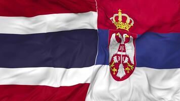 Thailand and Serbia Flags Together Seamless Looping Background, Looped Bump Texture Cloth Waving Slow Motion, 3D Rendering video