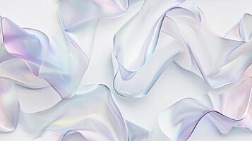 AI generated abstract minimalism with a photograph featuring translucent organic amorphous flat shapes overlapping in iridescent layers, set against a pristine white background. SEAMLESS PATTERN. photo