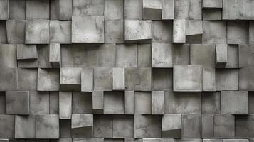 AI generated a highly detailed wall constructed from gray bricks, enhanced by post-processing techniques to accentuate texture and depth, creating a captivating visual narrative. SEAMLESS PATTERN. photo