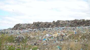 Visão do aberto dumping chão. solo poluição video