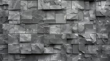 AI generated a highly detailed wall constructed from gray bricks, enhanced by post-processing techniques to accentuate texture and depth, creating a captivating visual narrative. SEAMLESS PATTERN. photo