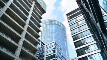 High-rise building under construction. Modern office building. photo