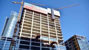 High-rise building under construction. Modern office building. photo