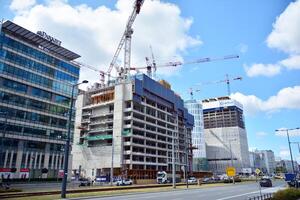 High-rise building under construction. Modern office building. photo