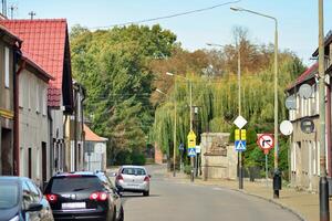 Old city buildings in a small town. photo