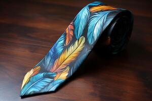 AI generated Necktie feathers roll banner. Generate Ai photo