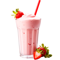 AI generated strawberry milkshake close up png