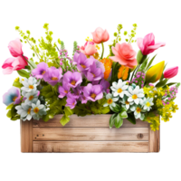 AI generated spring frame flowers png