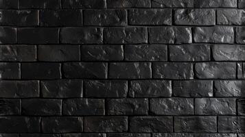 AI generated a highly detailed wall constructed from black bricks, enhanced by post-processing techniques to accentuate texture and depth, creating a captivating visual narrative. SEAMLESS PATTERN. photo
