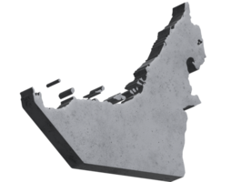 Concrete in the form of a map of United Arab Emirates. Transparent background PNG