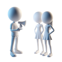 AI generated Plastic 3D figures of people, and conducting a dialogue with each other on PNG background.