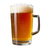 AI generated Transparent mug of beer with condensation droplets on the outside isolated on PNG background