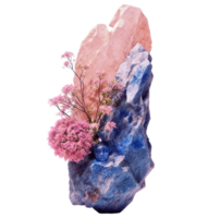 AI generated Small decorative rocky mountain with trees isolated on PNG background.