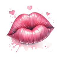 ai generado acuarela rojo labios en el forma de Beso aislado en png antecedentes.