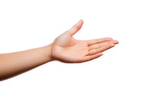 ai generiert ein Hand erreichen aus zu das Seite auf ein transparent Hintergrund png